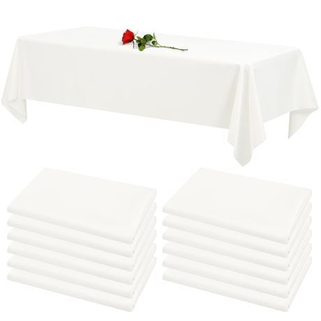 12 Pack Ivory Tablecloths for Rectangle Tables Stain and Wrinkle Resistant