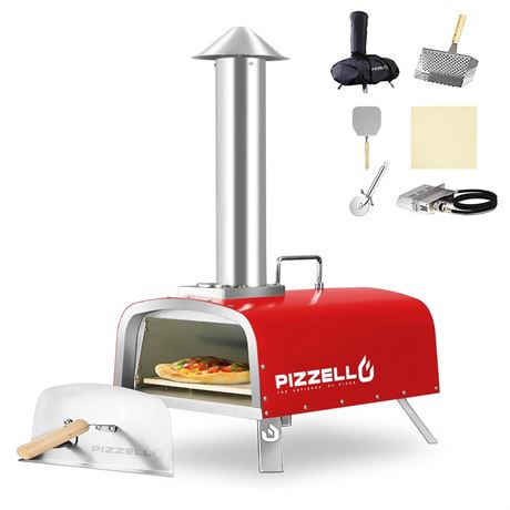 12" Outdoor Pizza Oven Propane and Wood Fired Pizza Maker Multi-Fuel Pizza