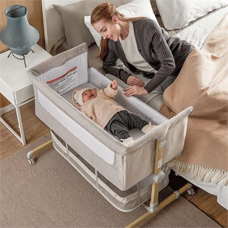 Baby Bassinet Bedside Sleeper, besrey Bedside Bassinet for Newborn Infant with