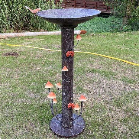 38" H×18" W Large Bird Baths for Outdoors,Cylindrical Base Metal Bird