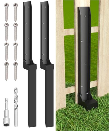 Fence Post Anchor Kit, Heavy Duty Metal Steel Fence Post Repair Kit, Fence Post