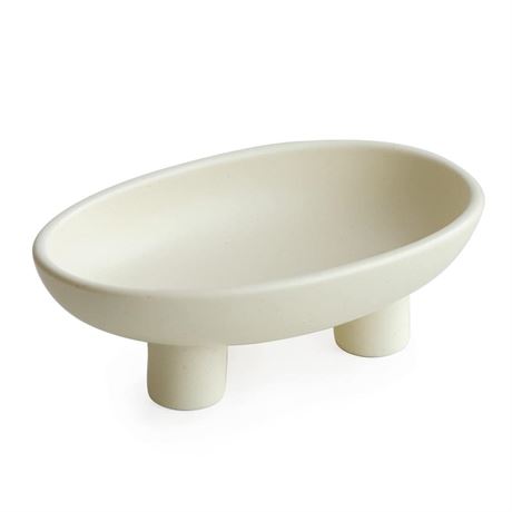 WENSHUO Three-Legs Ceramic Fruit Bowl for Kitchen Counter, Decorative Bowl for