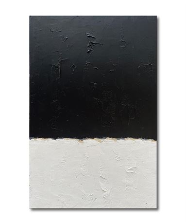 NANKAI Hand-Painted Black and White Wall Art, Minimalist Abstract Painting,