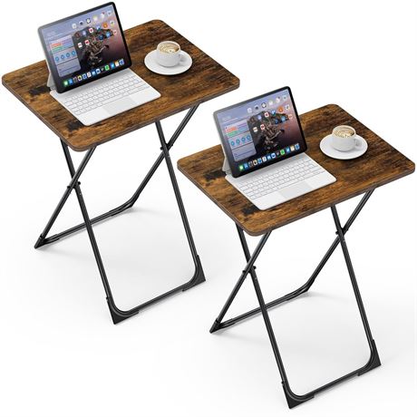 Kitsure TV Tray - Foldable TV Trays Set of 2 with Corner Stabilizers,