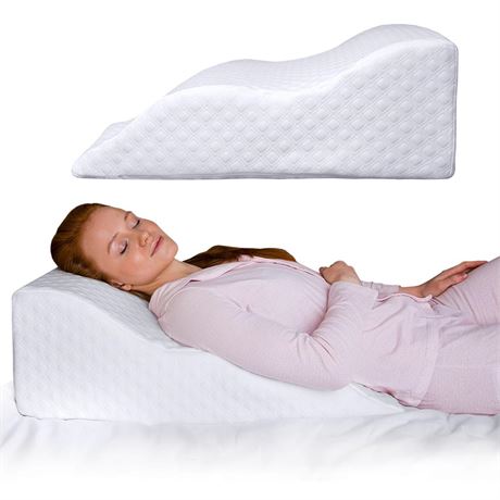 Wedge Pillow for Sleeping -Post Surgery Pillow -Unique Curved Design -Memory