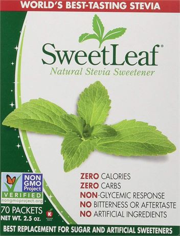 70 Count (Pack of 2) SweetLeaf Stevia Packets - Zero Calorie Natural Stevia