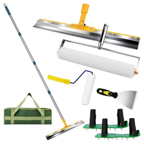 Self Leveling Tool kit, 20 Inch Spiked Roller with Telescopic Handle for