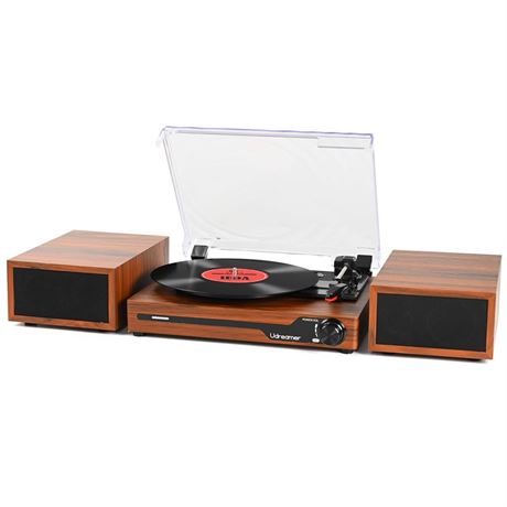 Vinyl Record Player with External Speakers BT 5.3 Wireless Turntable Portable