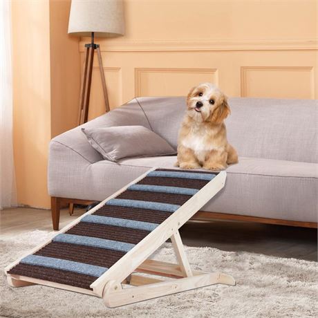 Dog Ramp, New Portable Non-Slip Oak Wide Pet Ramp for Bed Suitable for Small &