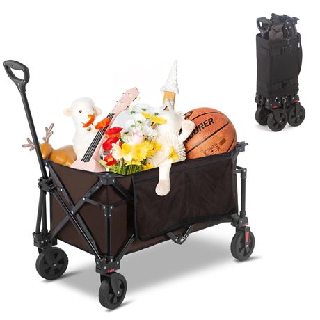 Collapsible Folding Wagon Cart, 220LBS Heavy Duty Foldable Utility Garden Cart