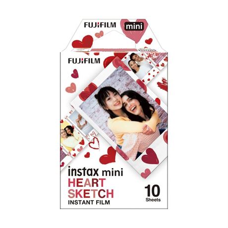 FUJIFILM Instax Mini Heart Sketch Film - 10 Exposures 10 photos Heart Sketch