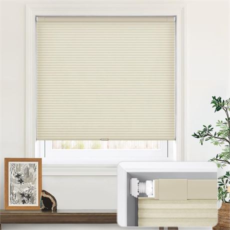 LazBlinds Cordless Cellular Shades, No Tools No Drill Light Filtering Honeycomb