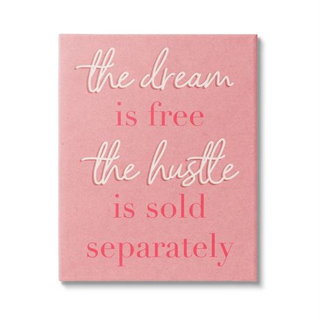 Stupell Industries The Dream Is Free Fashion Modern Pink Textured Word Design,