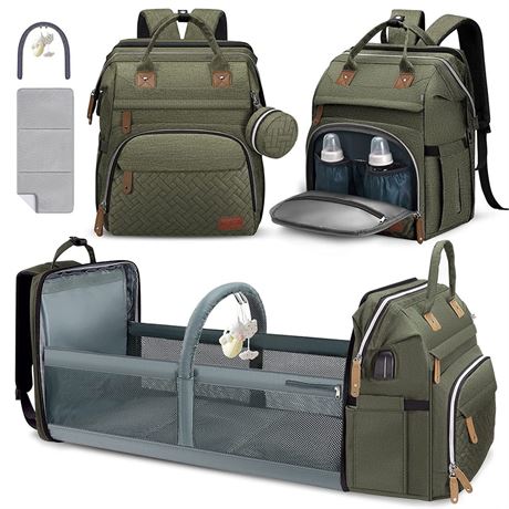 DERJUNSTAR Diaper Bag Backpack, Large Baby Bag with Changing Pad, Thick Padded