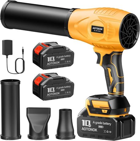 Leaf Blower Cordless, 21V Electric Handheld Leaf Blower with 2×2.0Ah Batteries