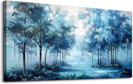 Wapluam Foggy Forest Landscape Wall Pictures Large Wall Art For Living Room