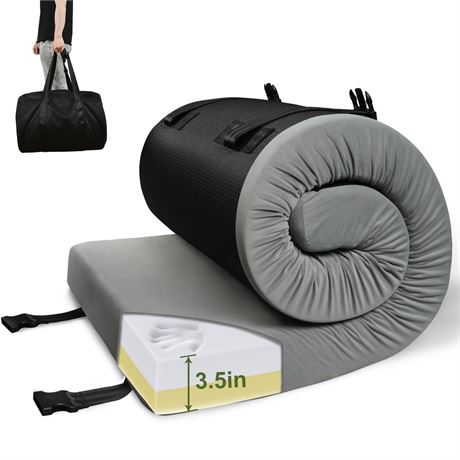 3.5" Extra Thick Foam Camping Mattress, Waterproof Cover & Travel Bag, Portable