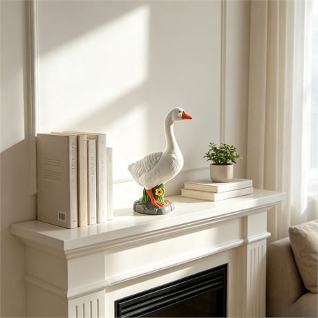 Porch Goose Statue Large Resin Realistic Cement Finished Lawn Ornament Garden