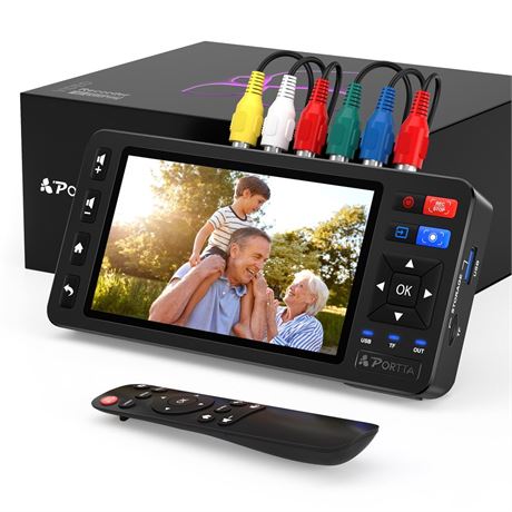 Portta VD22P VHS to Digital Converter with 5" HD Screen, Video Capture Recorder