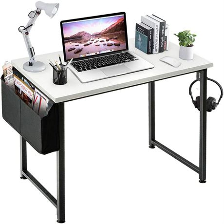 Lufeiya Small Computer Desk White Writing Table for Home Office Small Spaces 31