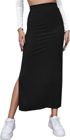 SOFIA'S CHOICE Women's Split Hem Ribbed Knit Pencil Skirts High Waisted Bodycon