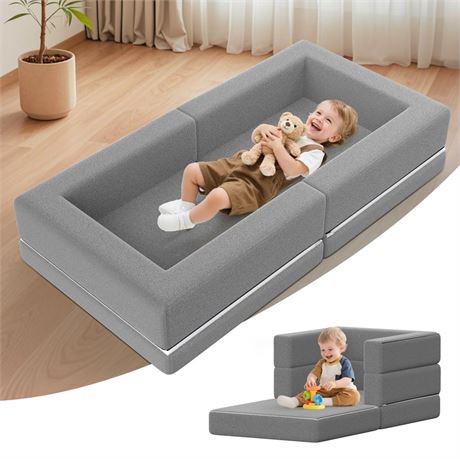 Portable Toddler Travel Bed: Foldable & Soft - 3-in-1 Convertible Portable