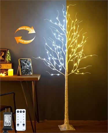 Lighted Birch Tree, 6ft 96LED Birch Tree Lights,Artificial Twig Tree Light