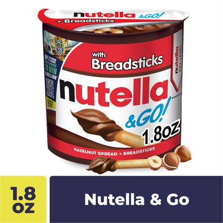 Nutella & Go! Hazelnut Spread with Breadsticks, On-the-Go Snack Cups, Snack