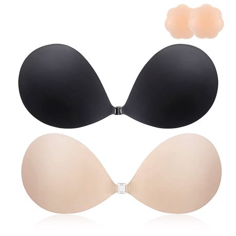 MINIYA 2024 Push Up Sticky Bra for Women, 2 Pack Reusable Adhesive Invisible