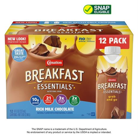 Carnation Breakfast Essentials Nutritional Protein-Packed Drink Shakes, Rich