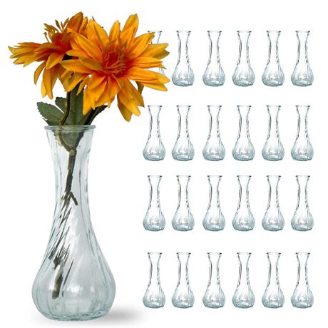 Glass Bud Vases in Bulk Set of 24, Small Glass Vases for Flowers Mini Clear Bud