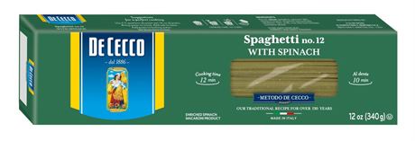 De Cecco Spinach Spaghetti Pasta, Contains Wheat, No Dairy or Soy Allergens, 16