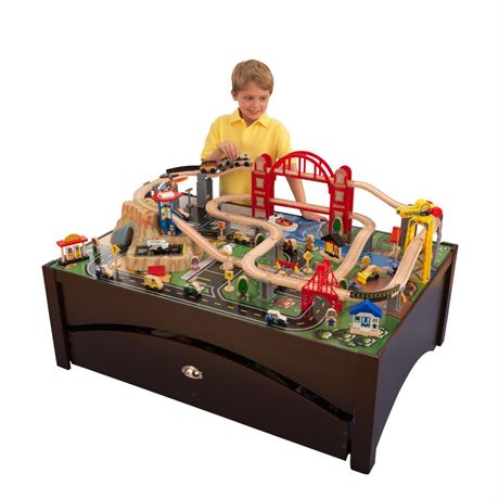 OFFSITE KidKraft Metropolis Wooden Train Set and Train Table with 100