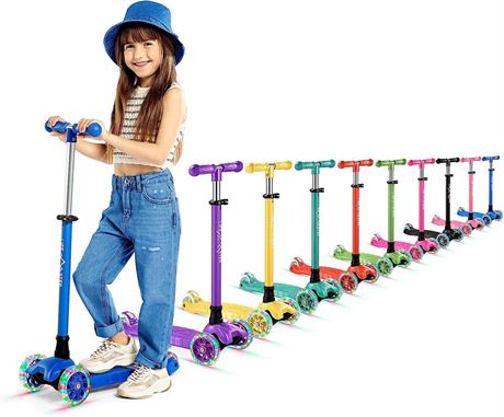 Lifemaster Mini 3-Wheel Kids Scooter with Multi-Color Wheel Lights – 4-Height
