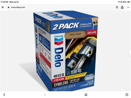 DELO XLE SB Synthetic Blend Diesel Motor Oil SAE 15W-40 3 Gallon Smart Change