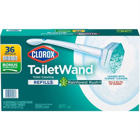 Clorox ToiletWand Toilet Cleaning Kit, Rainforest Rush, 1 ToiletWand Handle +