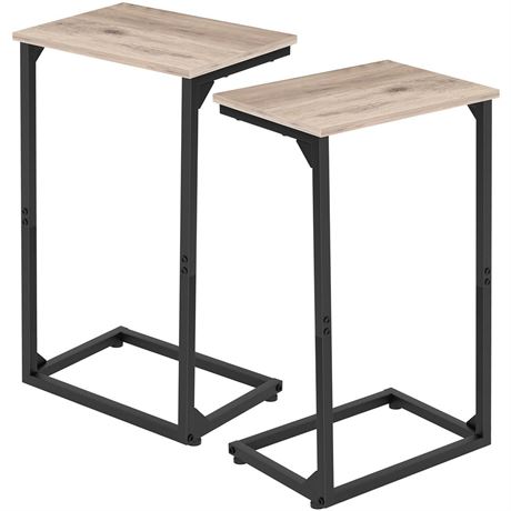 AMHANCIBLE C Shaped End Tables Set of 2, Couch Side Tables that Slide Under
