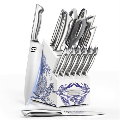 KnifeSaga Kitchen Knife Set - Phantom Iris X5 Knife Block Set - Top-tier