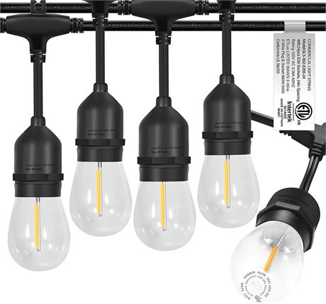 LED Outdoor String Lights with  Weatherproof Shatterproof Edison  (2