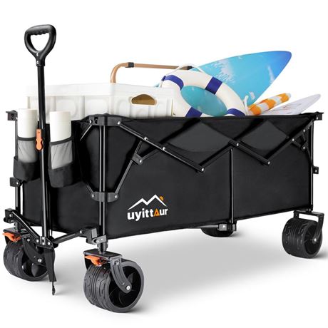Large Collapsible Extended Beach Wagon Cart 300L, 440lbs Weight Capacity Heavy