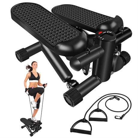 Steppers for Exercise, Stair Stepper with Resistance Bands, Mini Stepper with