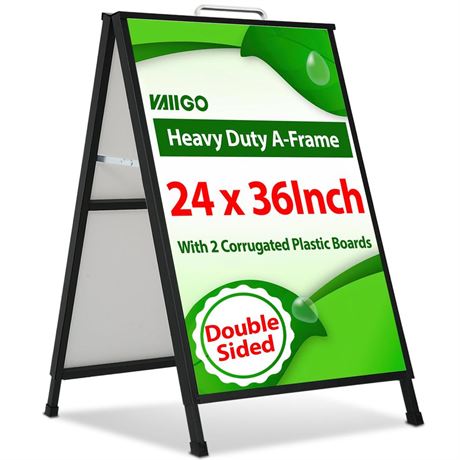 A Frame Sidewalk Sign 24 x 36 Inch Outdoor, Double-Sided Folding Sandwich Board