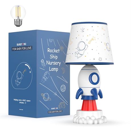 Rocket Lamp,Kids Lamp,Space lamp with E26 Blub & Shade,Space Decor for Boys