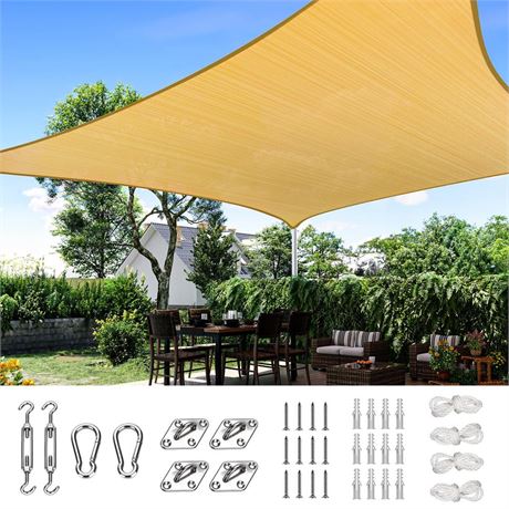 Quictent 20X20FT 185G HDPE Square Sun Shade Sail Canopy 98% UV Block Outdoor