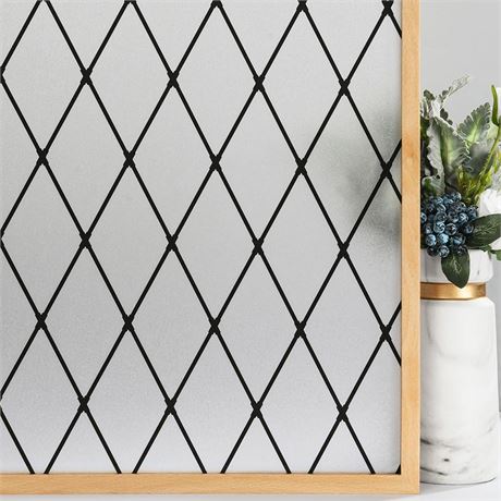 VELIMAX Frosted Black Lattice Window Film Static Cling Window Privacy Films