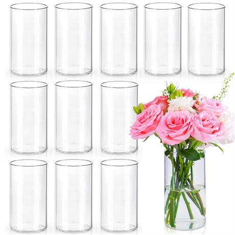 6 Inch Glass Cylinder Vases for Centerpieces | 12Pcs Clear Small Flower Vase
