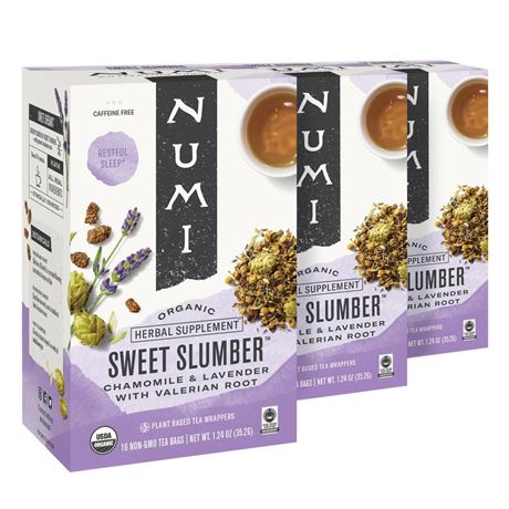 Numi Organic Tea Sweet Slumber, Valerian Root, Chamomile & Lavender Sleep Tea,