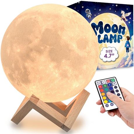 Mind-Glowing Moon Lamp - 3D Moon Night Light for Kids Bedroom - 16 Color LED