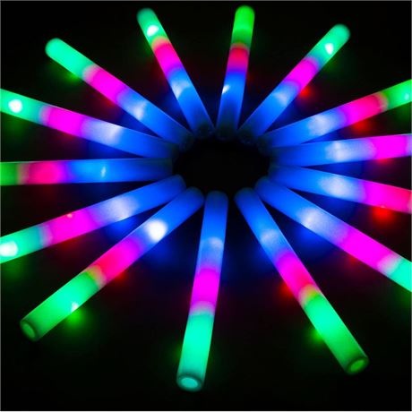 105 PCS LED Foam Glow Sticks, Glow Sticks Bulk with 3Modes Colorful Flashing,