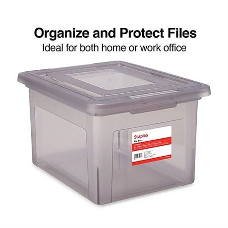 3 pack Staples Hanging File Box, Snap Lid, Letter/Legal Size, Frost Gray